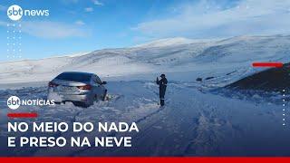 Brasileiro relata momentos de tensão ao ficar preso na neve da Patagônia | #SBTNotícias (31/05/25)
