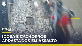 Criminosos em moto arrastam idosa e cachorros no Rio | #PrimeiroImpacto
