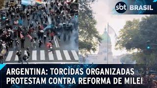 Torcidas e manifestantes enfrentam repressão policial em protesto | SBT Brasil (12/03/25)