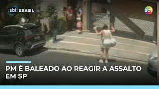 PM é baleado ao reagir a assalto na zona norte de SP; câmeras registraram momento