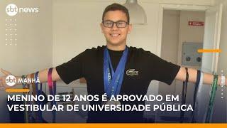 Menino de 12 anos é aprovado em vestibular de matemática de universidade pública | #SBTManhã