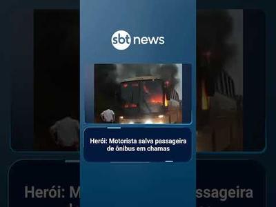Motorista salva passageira de ônibus em chamas em Goiás | #SBTNotícias