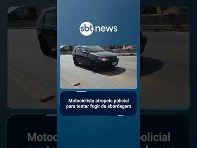Motociclista atropela policial para tentar fugir de abordagem | #SBTNoticias