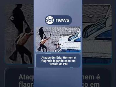 Ataque de fúria: Homem é flagrado jogando coco em viatura da PM