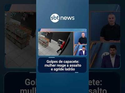 Golpes de capacete: mulher reage a assalto e agride ladrão | #SBTNoticias