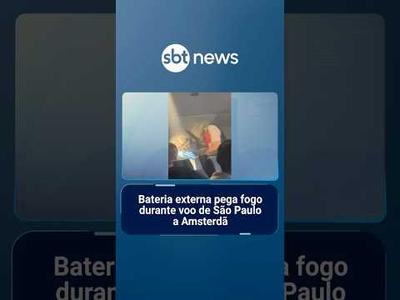 Bateria externa pega fogo durante voo de São Paulo a Amsterdã | #SBTBrasil