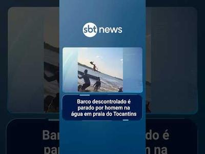 Barco descontrolado é parado por homem na água em praia do Tocantins | #SBTManhã