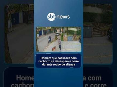Homem que passeava com cachorro se desespera e corre durante roubo de aliança | #SBTManhã