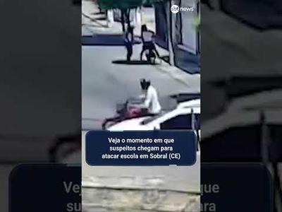 Veja o momento em que suspeitos chegam para atacar escola em Sobral (CE)