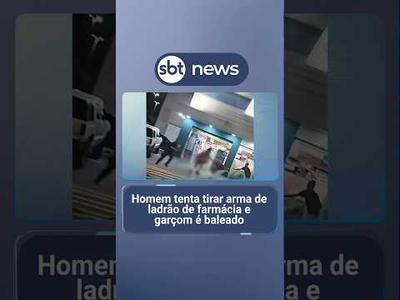 Homem tenta tirar arma de ladrão de farmácia e garçom é baleado