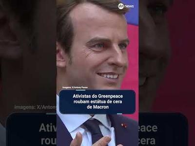 Ativistas do Greenpeace roubam estátua de cera de Macron