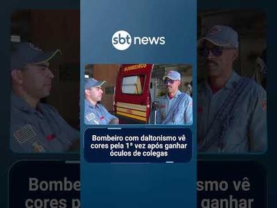 Bombeiro com daltonismo vê cores pela 1ª vez após ganhar óculos de colegas | #SBTNotícias