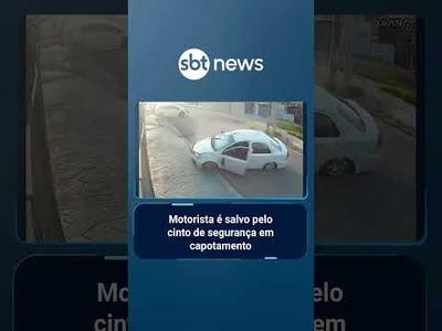 Flagra: Motorista é salvo pelo cinto de segurança em capotamento | #PrimeiroImpacto