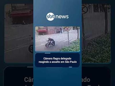Imagens mostram momento em que delegado reage e atira em criminoso em SP | #SBTBrasil
