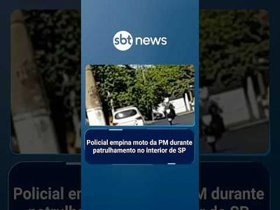 Policial empina moto da PM durante patrulhamento no interior de SP
