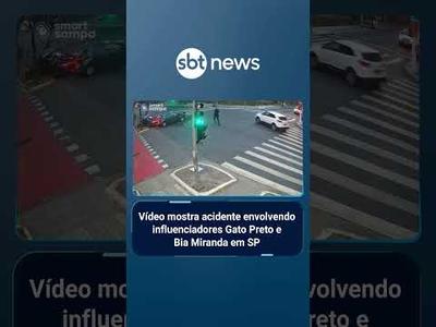 Vídeo mostra acidente envolvendo influenciadores Gato Preto e Bia Miranda em SP
