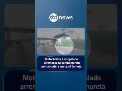 Motociclista é atropelado arremessado contra mureta por motorista em caminhonete | #SBTManha