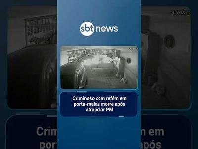 Criminoso com refém em porta-malas morre após atropelar PM | #SBTNotícias 1ª Edição
