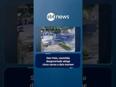 Sem freio, caminhão desgovernado atinge cinco carros e dois morrem | #SBTManhã