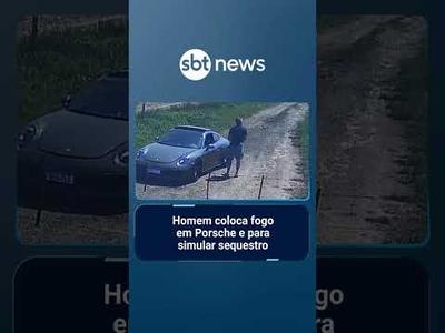 Flagra: Homem coloca fogo em Porsche e para simular sequestro no Paraná