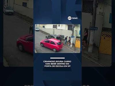 Criminoso rouba carro com bebê no banco de trás na porta de escola em SP | #SBTBrasil