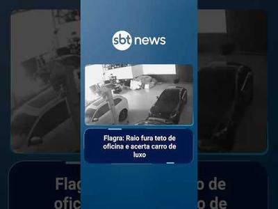 Flagra: Raio atinge carro de luxo e provoca incêndio em oficina | #SBTManhã