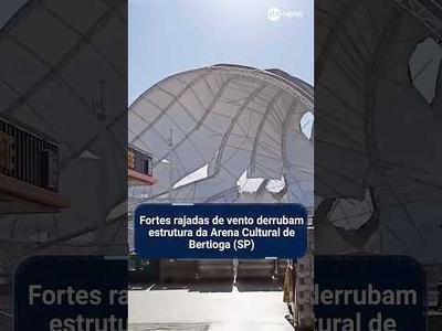 Rajada de vento derruba estrutura da Arena de Eventos de Bertioga no litoral paulista
