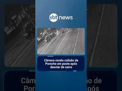Câmera revela colisão de Porsche em poste após desviar de carro na zona leste de SP | #SBTManhã