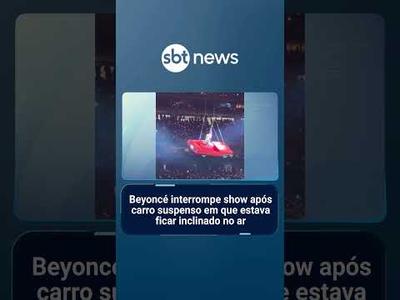 Beyoncé interrompe show após carro suspenso em que estava ficar inclinado no ar | #SBTNotícias