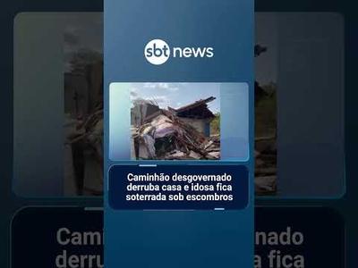 Caminhão desgovernado derruba casa e idosa fica soterrada sob escombros | #SBTNoticias
