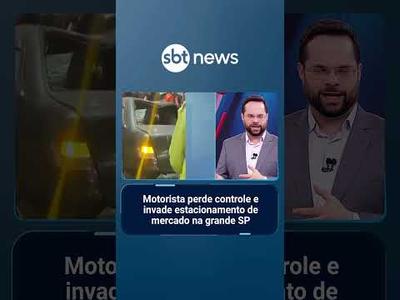 Motorista perde controle e invade estacionamento de mercado na Grande SP | #SBTNotícias