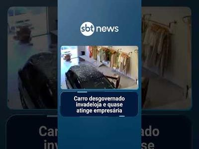 Carro desgovernado invade loja e quase atinge empresária | #PrimeiroImpacto