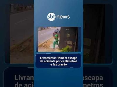 Flagra: Homem escapa de acidente por centímetros e faz oração após susto | #SBTManhã