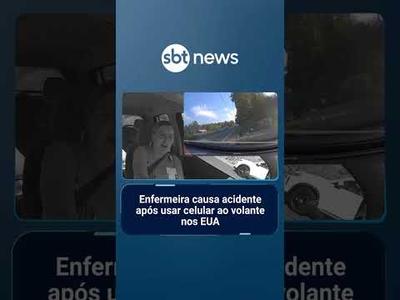 Enfermeira causa acidente após usar celular ao volante nos EUA | #SBTManhã
