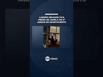 Ladrão “Homem-Aranha” tenta invadir apartamento no 5º andar e fica preso em janela | #SBTManhã