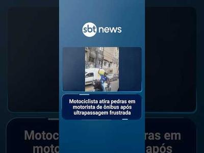 Motociclista atira pedras em motorista de ônibus após ultrapassagem frustrada | #SBTManhã