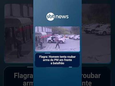 Flagra: Homem tenta roubar arma de PM em frente a batalhão policial | #PrimeiroImpacto