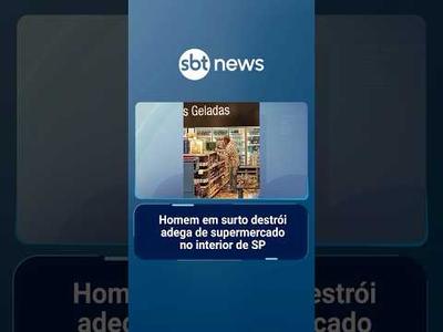 Homem em surto destrói adega de supermercado no interior de SP | #SBTManhã