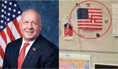 Bandeira dos EUA com suástica é flagrada em gabinete de congressista republicano
