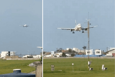 Avião desce 'de lado' em pouso com vento forte em Santa Catarina