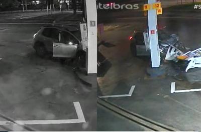 VÍDEO: Carro invade posto de combustíveis e destrói bombas em São Paulo