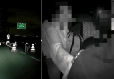 Motorista por aplicativo escapa de cones usados por criminosos para bloquear rodovia Imigrantes em SP; vídeo