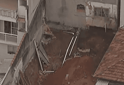 Vídeo mostra escombros depois de deslizamento em obra em Santo André (SP)