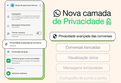 WhatsApp lança ferramenta para proteger conteúdos sensíveis em conversas