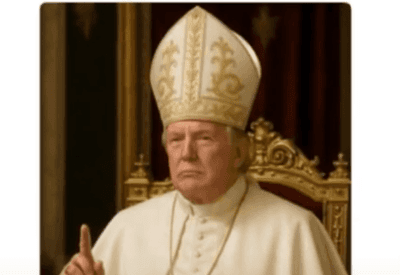 Imagem de Trump vestido como papa gera polêmica às vésperas do conclave