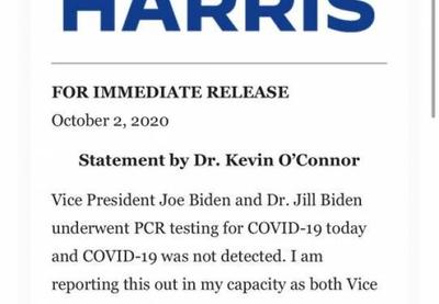 Eleições americanas : Joe Biden testa negativo para coronavírus