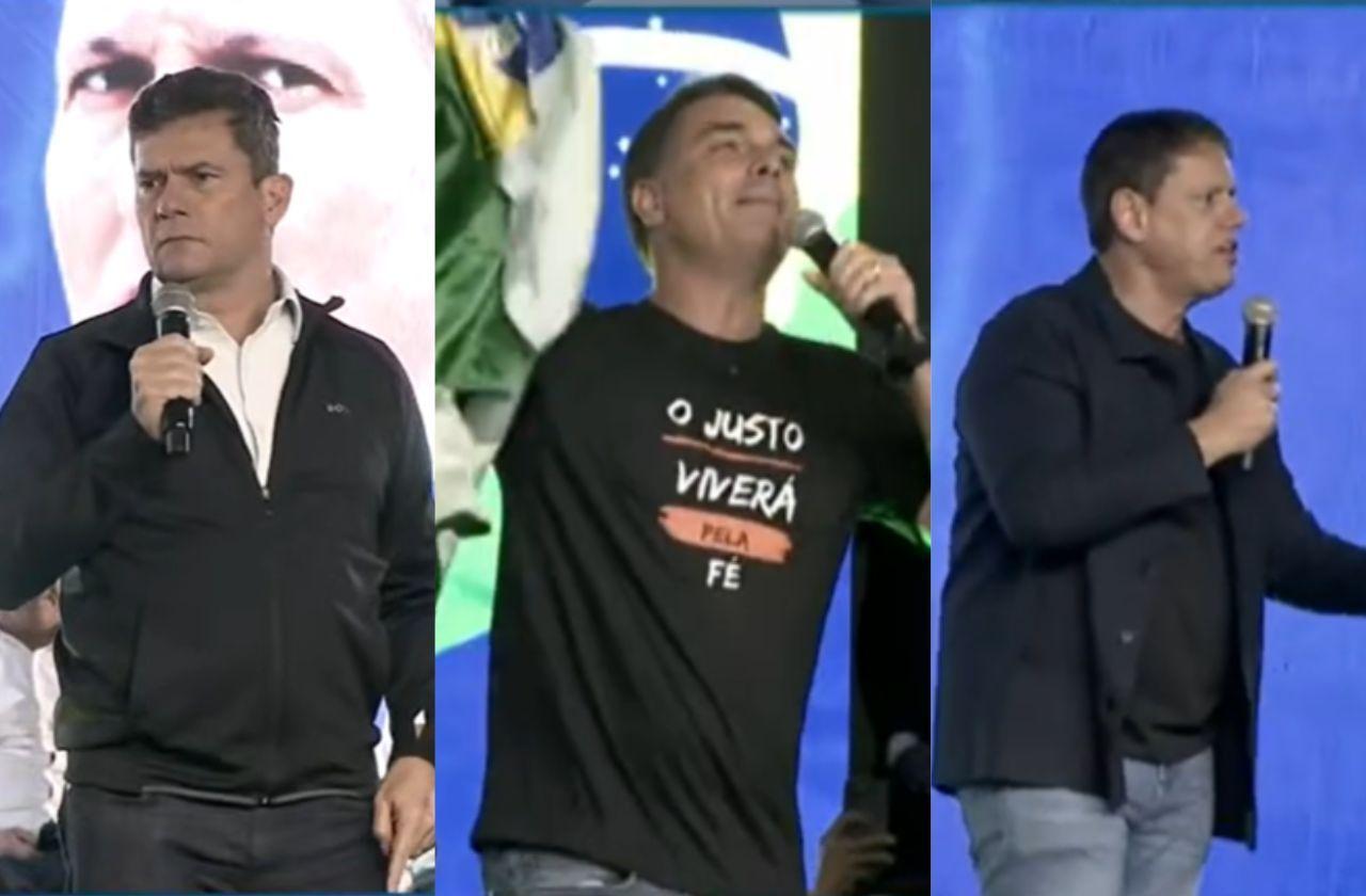 Ao lado de Moro e Tarcísio, Flávio Bolsonaro defende filme sobre pai bancado por Vorcaro
