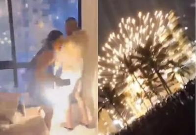 Mulher sofre queimaduras graves após ser atingida por fogos de artifício na virada do ano