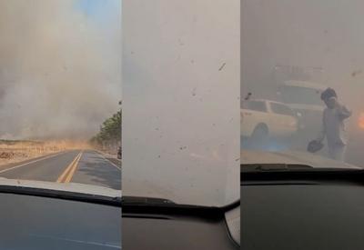  Vídeo mostra acidente em estrada incendiada; saiba o que fazer se avistar uma cortina de fumaça