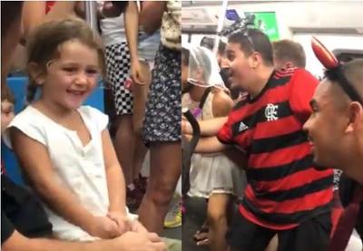 Foliões cantam "Baby Shark" para criança no metrô e vídeo viraliza na web